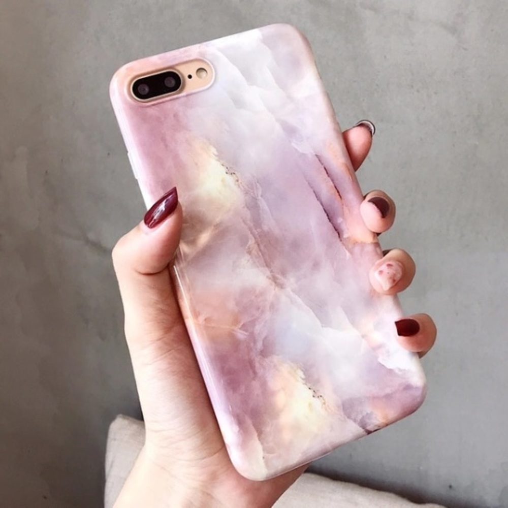 FINAL SALE iPhone 7/8 Case Pink Stone Marble - Picture 2 of 6